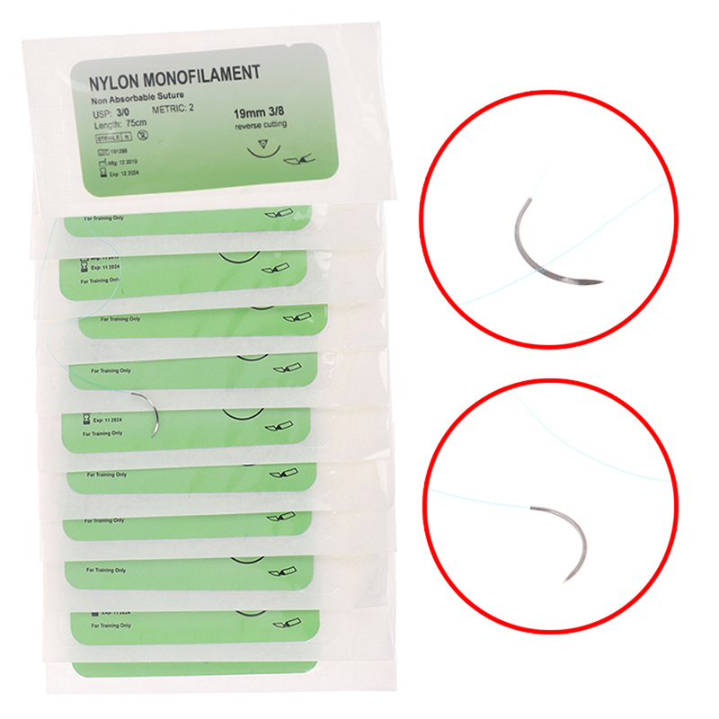 Medical Lab Science - Nylon-Monofilament-Nahtset 12-teilig Medizinisches Nadel-Übungsset für Studenten